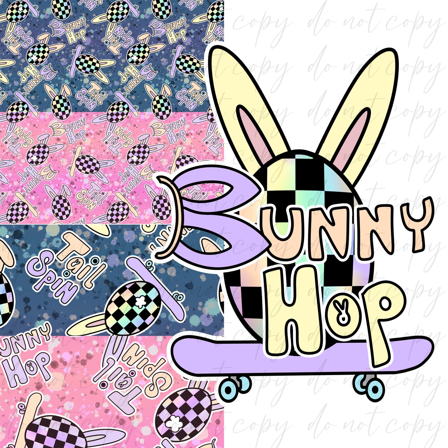 Bunny Skater Seamless and Graphics