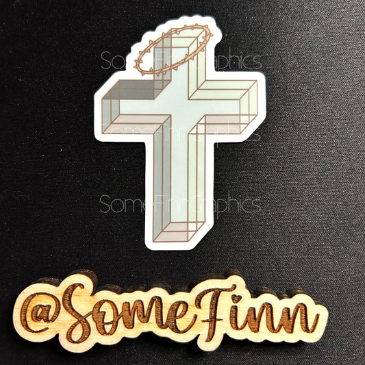 Cross and Crown of Thorns Sticker