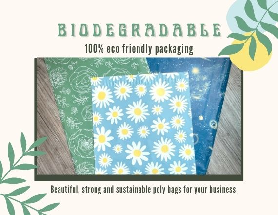 10x13 Green Floral Biodegradable Poly Mailers