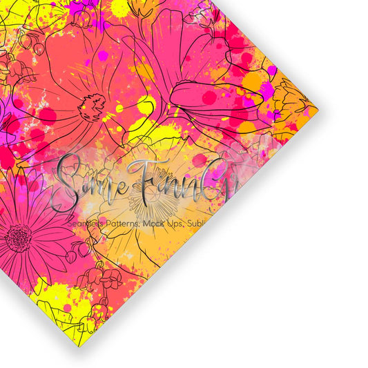 Floral Splatter Seamless Digital Paper