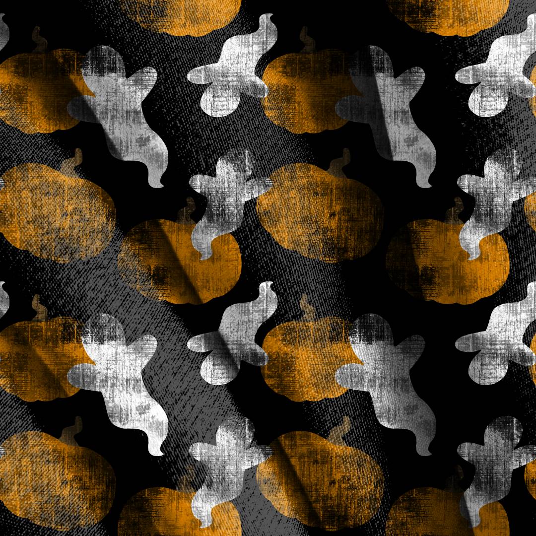 Distressed Pumpkins and Ghosts Seamless Design