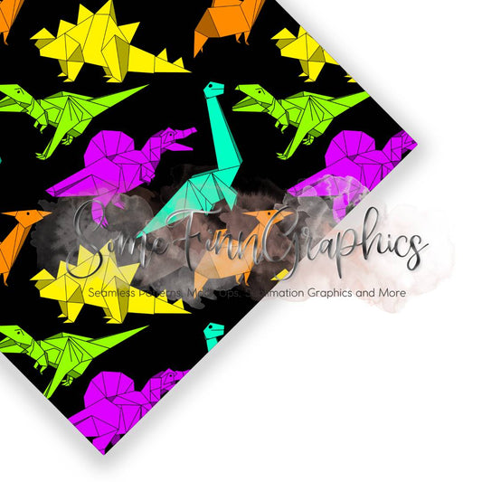 Origami Colorful Dinosaur Seamless Design