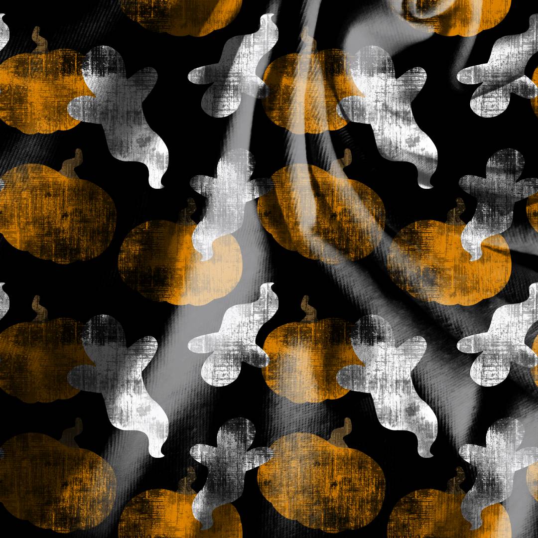 Distressed Pumpkins and Ghosts Seamless Design