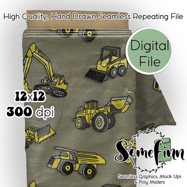 Embroidery Construction Vehicle Seamless