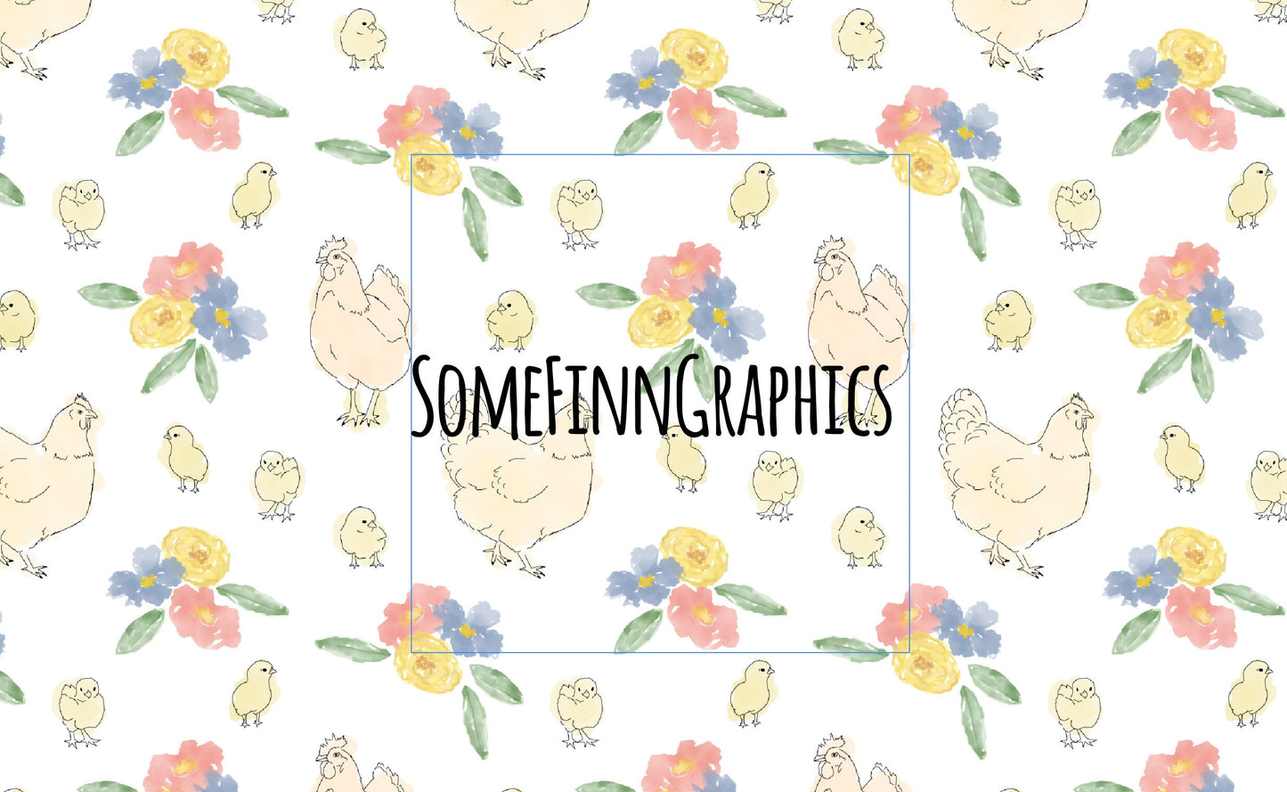 Chicken Watercolor Seamless Pattern