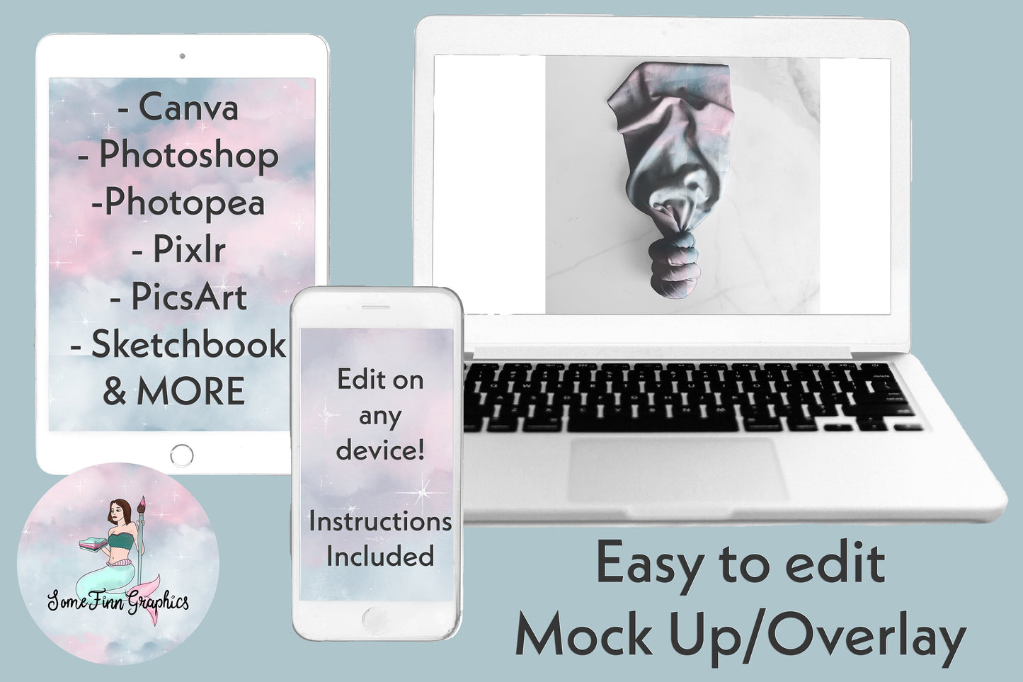 Realistic Top Knot Headwrap Mock Up