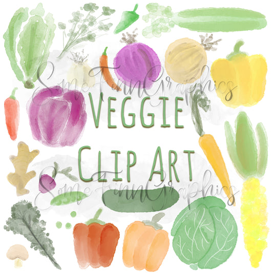 Watercolor Veggies Sublimation Clip Art