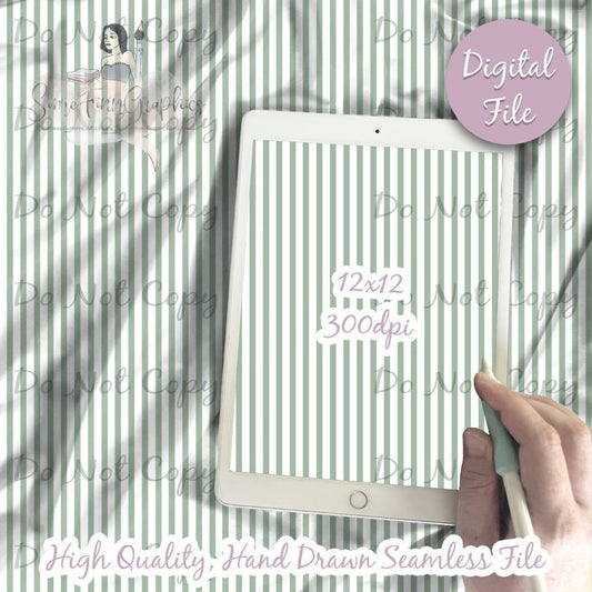 Muted Green and White Stripes